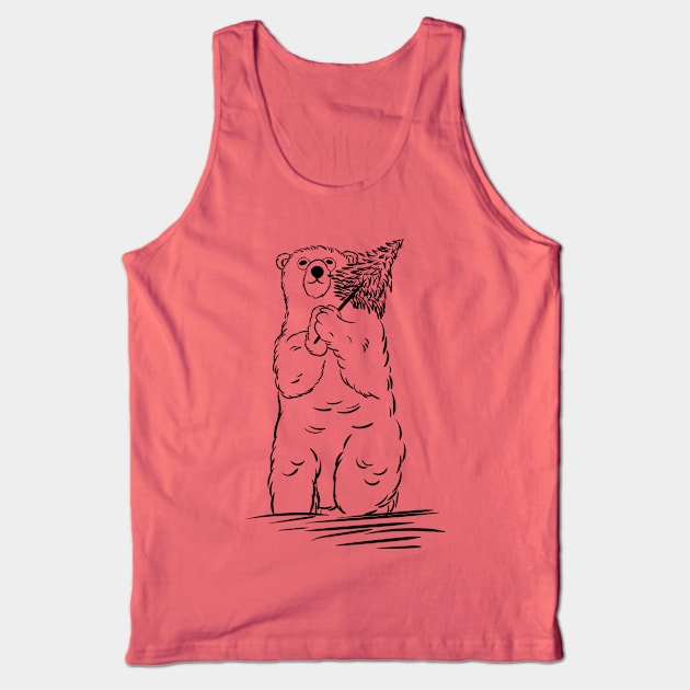 a bear carrying a christmas tree Tank Top by Applesix